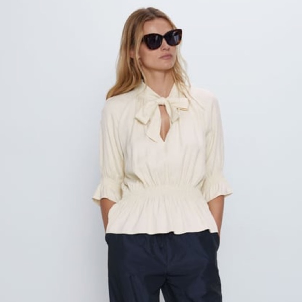 NWT ZARA JACQUARD BLOUSE - REF. 3564/028 - SMALL